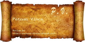 Petnas Vince névjegykártya